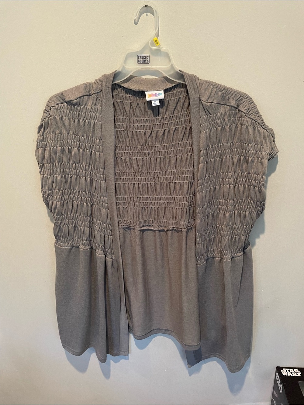LuLaRoe Gray Smocked Open-Front Women's Cardigan